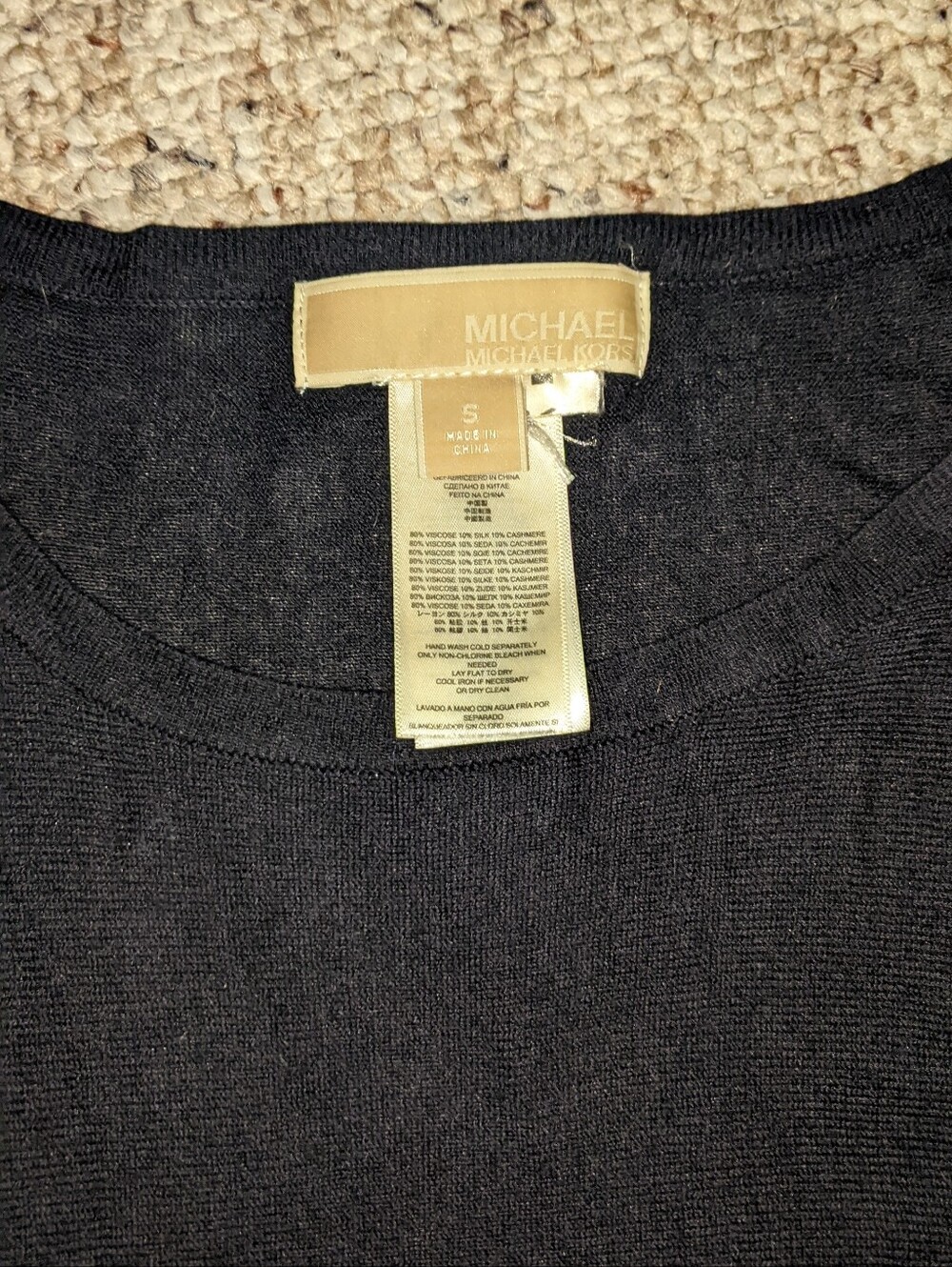 Michael Kors Black Draped Tunic Top Cold Shoulder Silk Blend